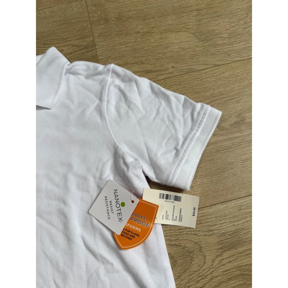 NWT Boys Kid Gymboree playproof uniforms nanotex short sleeve white polo‎ size 7